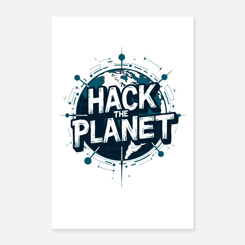Motif du Globe Hack – Technologie Planétaire Poster 40 x 60 cm