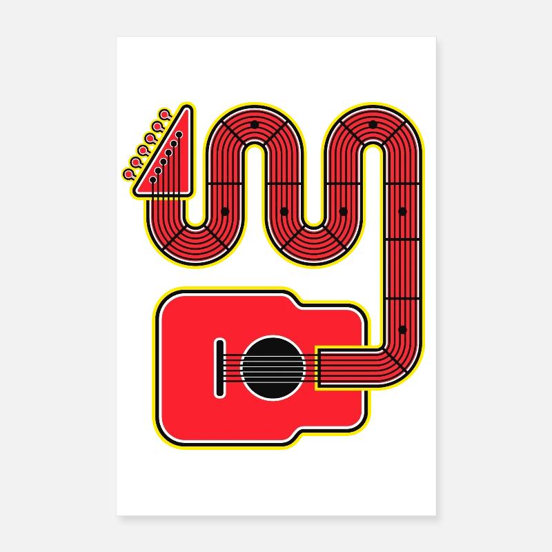 Guitare à forme abstraite rouge Poster 40 x 60 cm