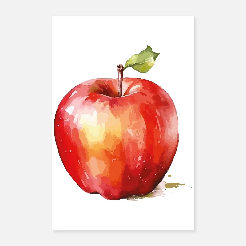 Watercolor Apple – Red Fruit Accent Poster 16" x 24" (40x60 cm)