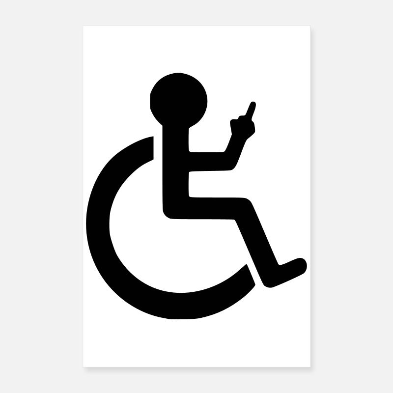Rollstuhlfahrer mit Mittelfinger # Poster 40x60 cm