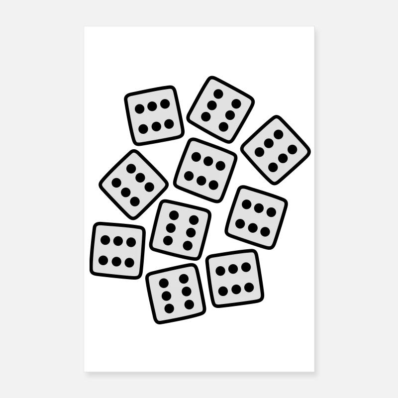 Dice - 60 ans d'anniversaire - Poster 40 x 60 cm - blanc