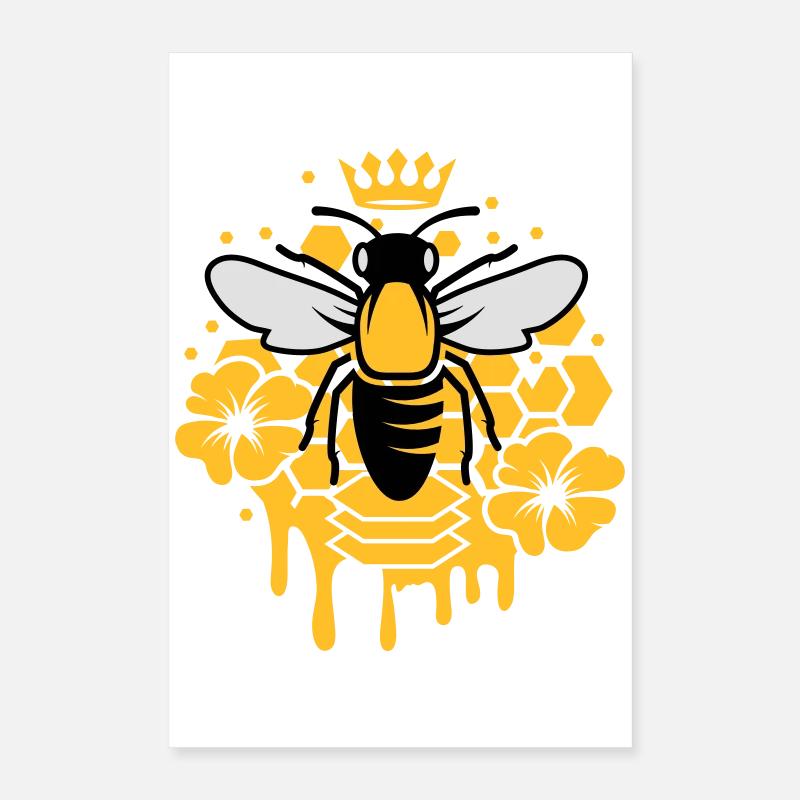 Une abeille avec une couronne Poster 40 x 60 cm