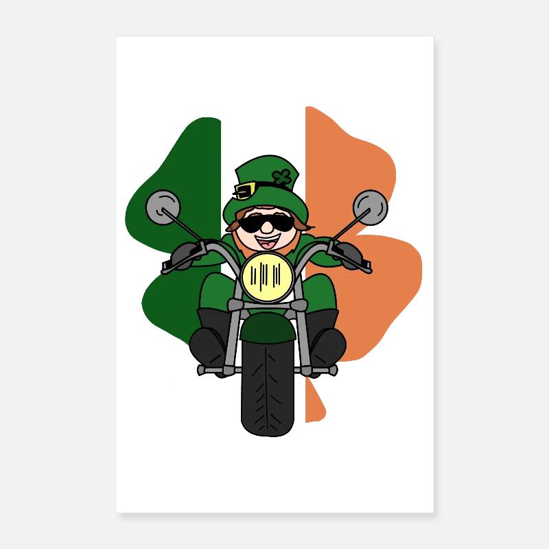 Leprechaun-Motorrad Poster 40x60 cm