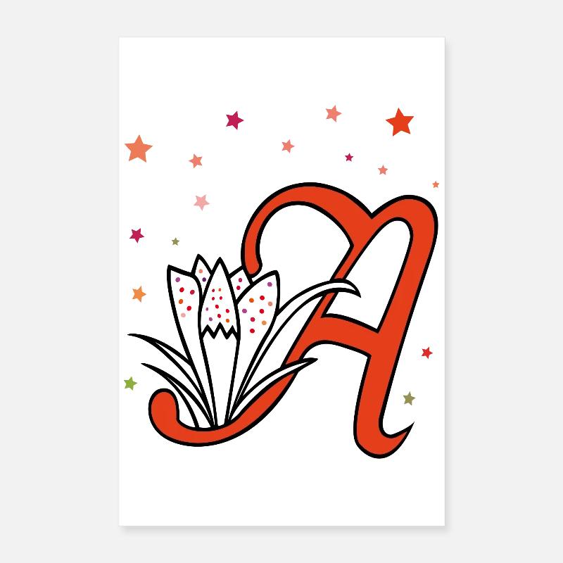 Lettre, initiale, fleur Poster 40 x 60 cm
