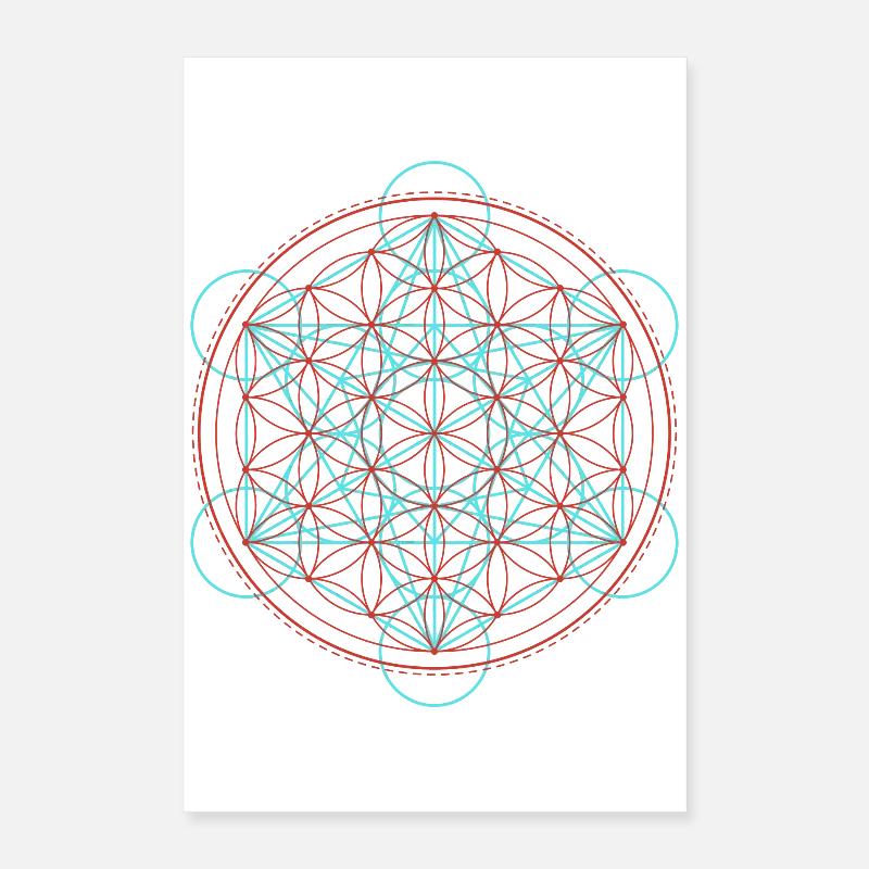 Géométrie vibrante de la fleur de vie Poster 40 x 60 cm