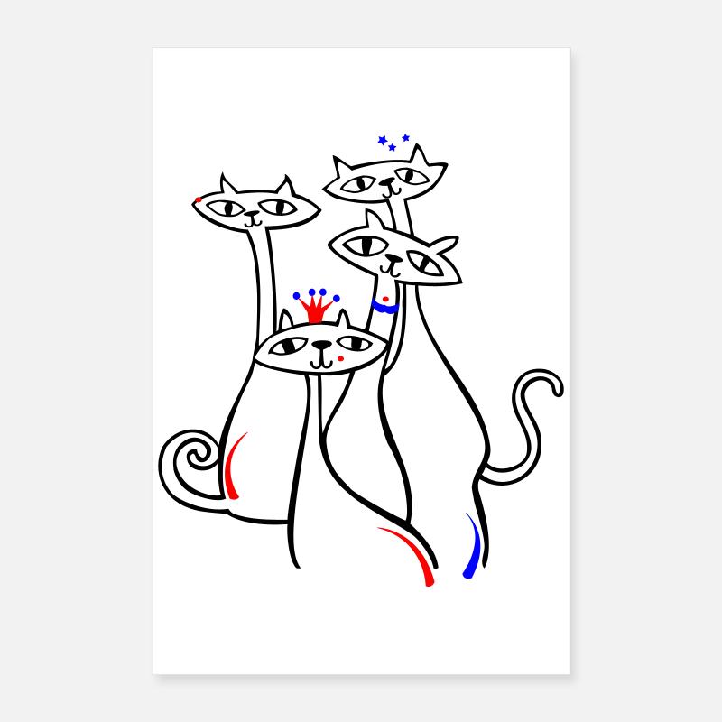 Chats en pose Poster 40 x 60 cm
