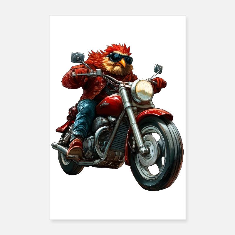 Hühner Motorrad Poster 40x60 cm
