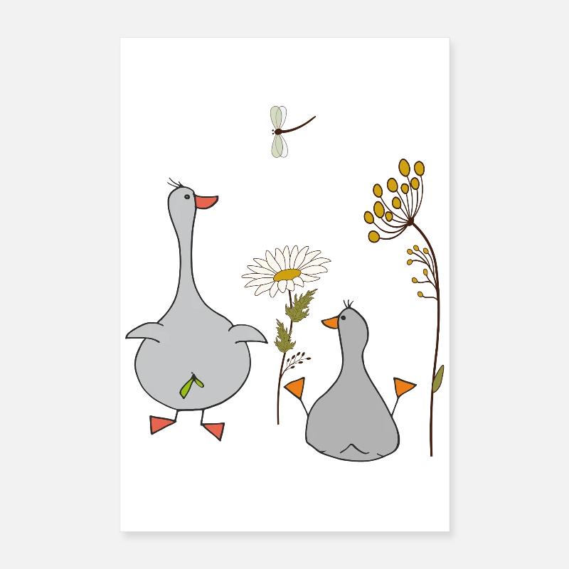 Gänse auf der Wiese Poster 40x60 cm