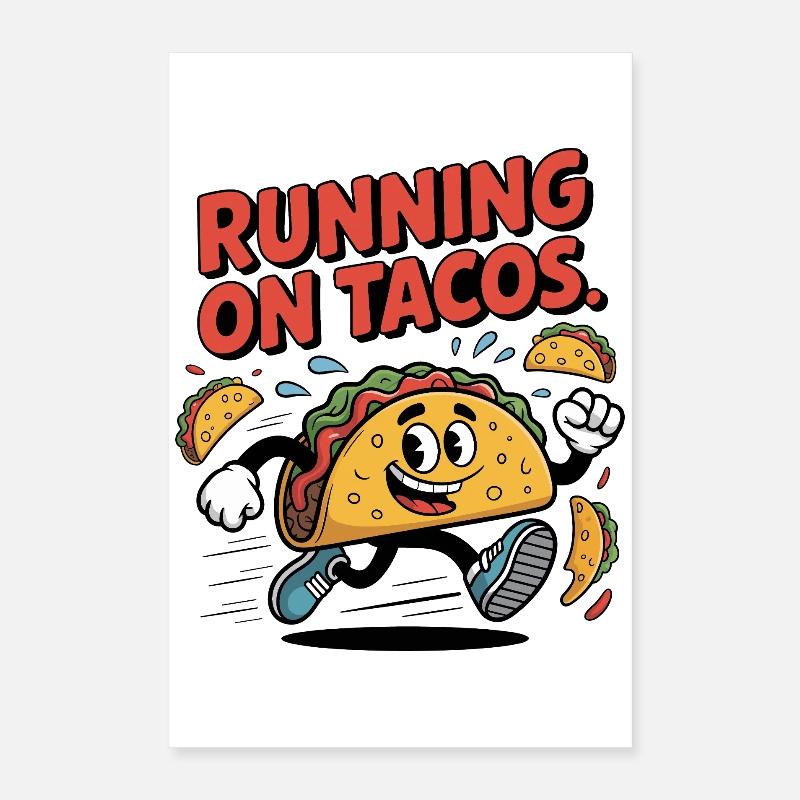 Running taco animation for fun and exercise Poster 16" x 24" (40x60 cm)
