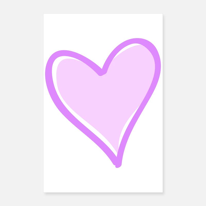 Cœur violet avec contour noir Poster 40 x 60 cm