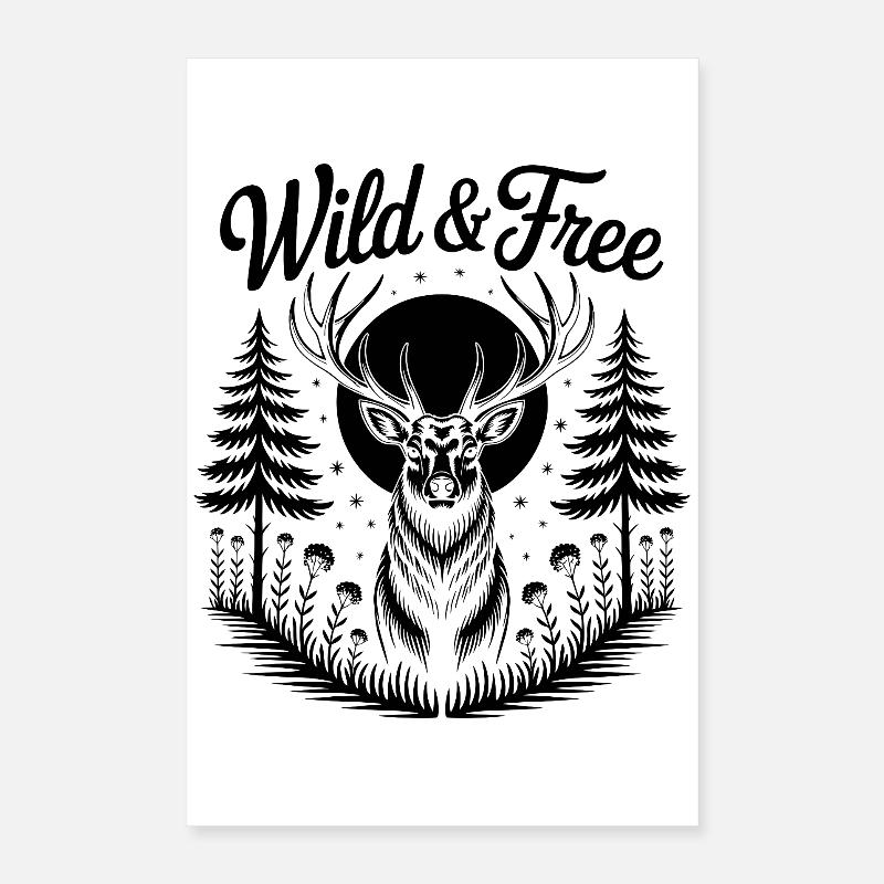 Mondschein-Hirsch Poster 40x60 cm