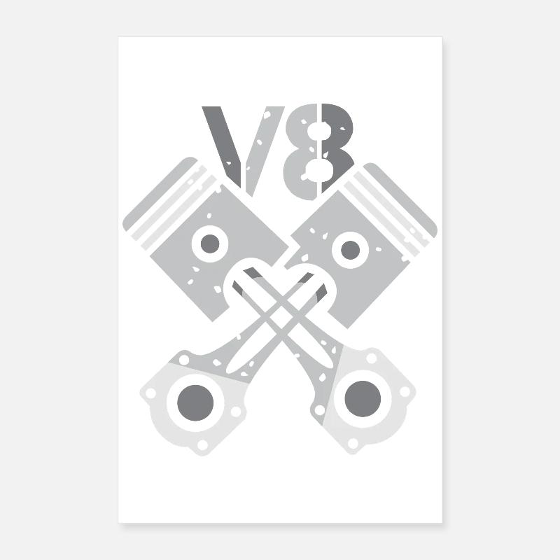 V8 Motor Kolben – Mechaniker Power Design Poster 40x60 cm