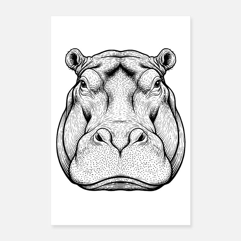 Hippopotame Hippopotame Poster 40 x 60 cm