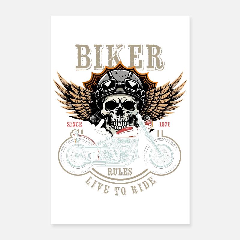 Biker Rules - Since 1971 - Live to Ride Poster 16" x 24" (40x60 cm)