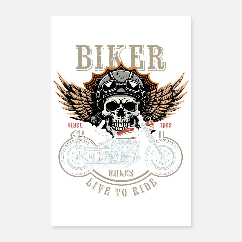 Biker Rules - Since 1993 - Live to Ride Poster 16" x 24" (40x60 cm)