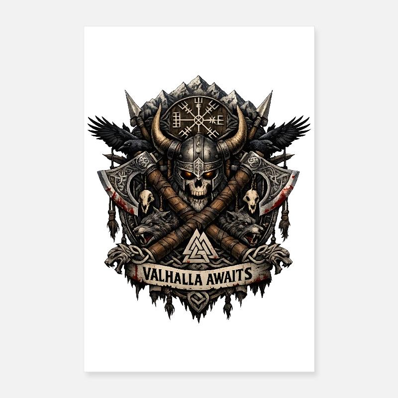 Walhalla wartet auf das Wikingerwappen Poster 40x60 cm