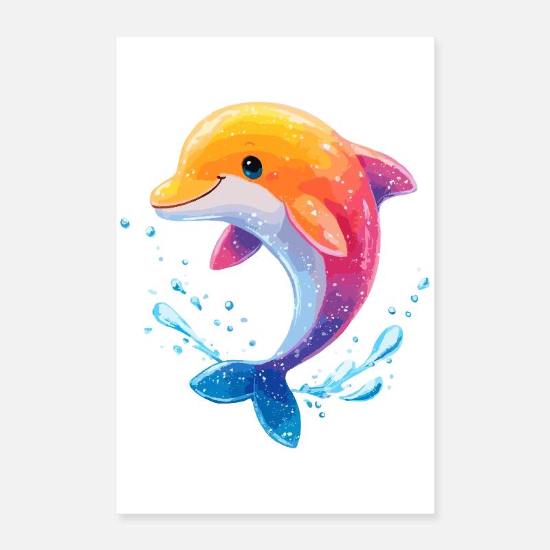 Farbiger Delfin Spritz Poster 40x60 cm