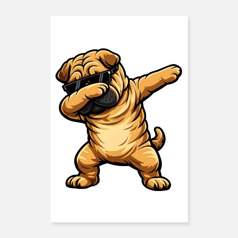 Tabbing Shar Pei Poster 40 x 60 cm