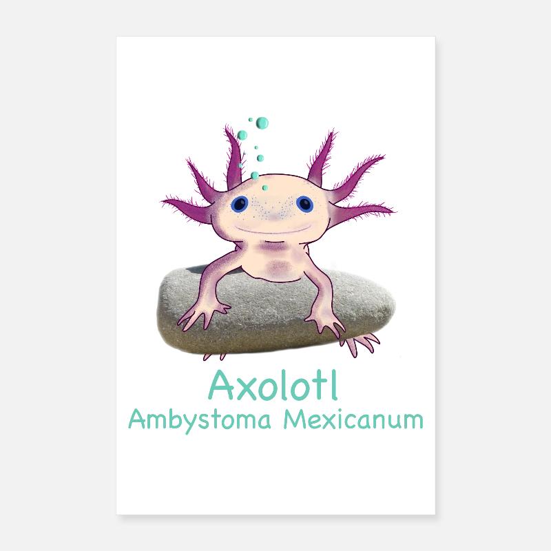 Iconic axolotl chilling, dessiné à la main Poster 40 x 60 cm