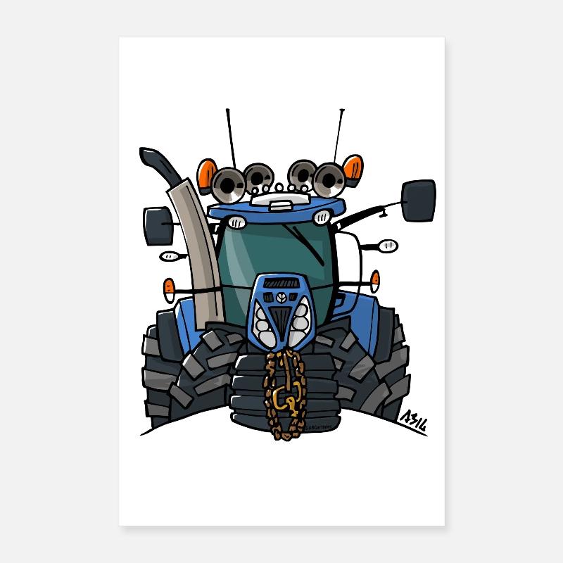 0397 Blauer Traktor Poster 40x60 cm