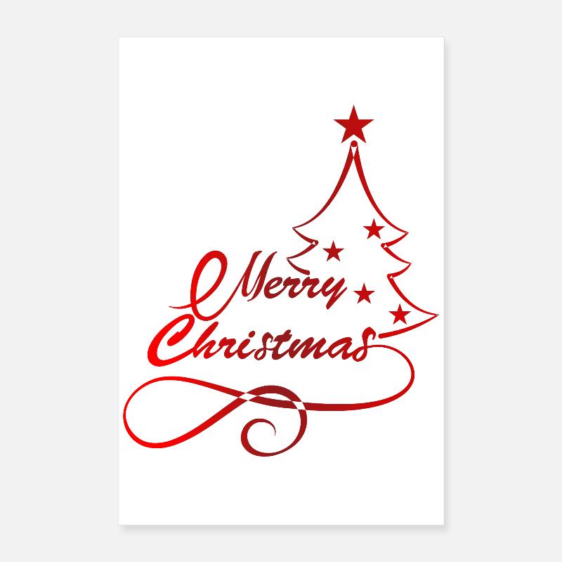 Festive Christmas Tree Silhouette Print Poster 16" x 24" (40x60 cm)