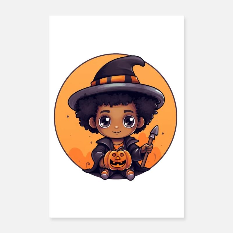 Cute Witch Child Halloween Design Poster 16" x 24" (40x60 cm)