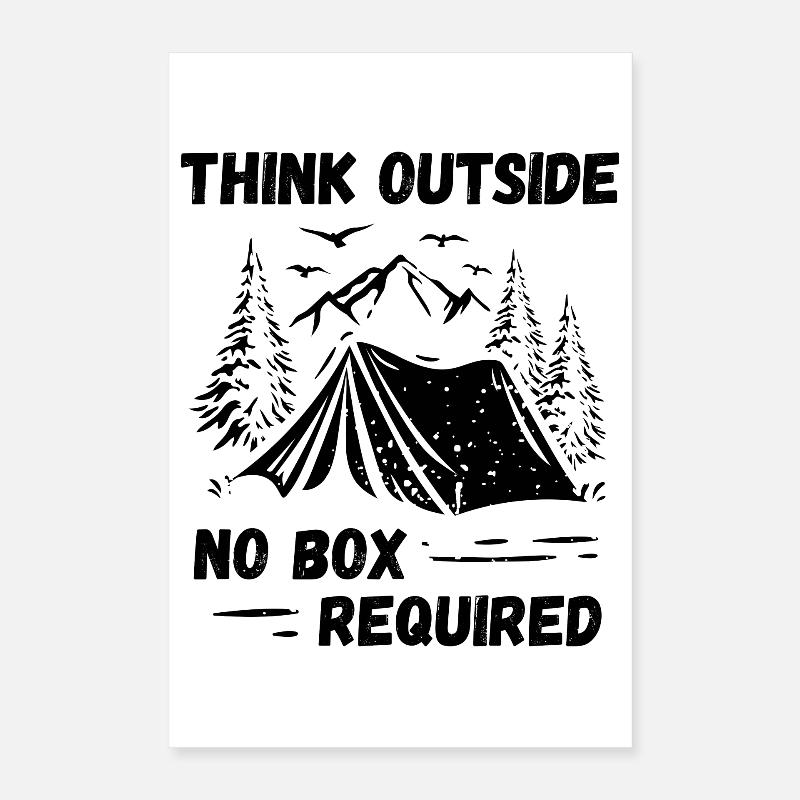 Camping, Hiking, Forest - Think Outside Poster 16" x 24" (40x60 cm)