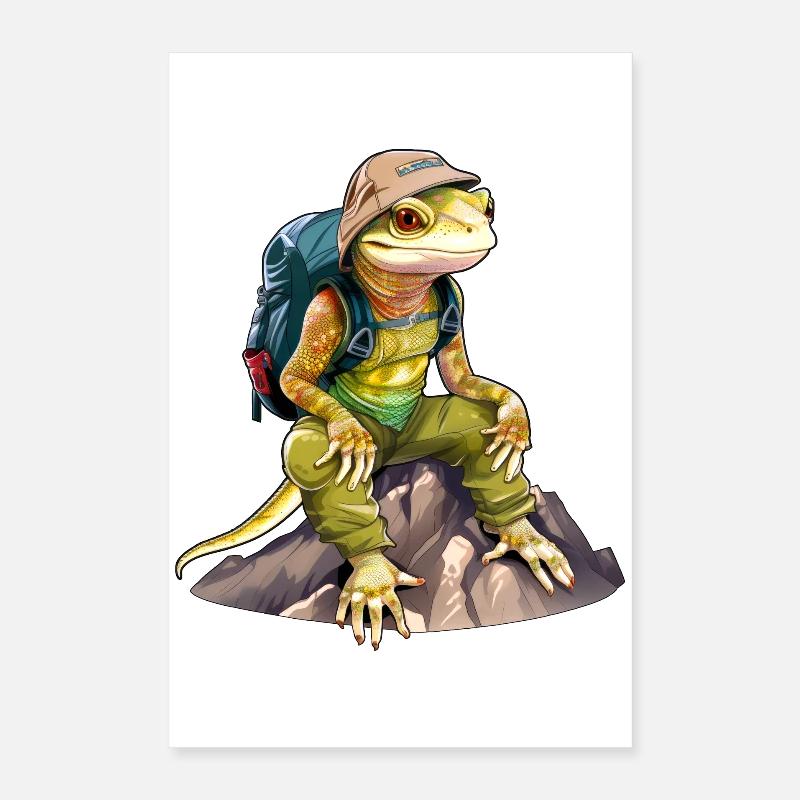 Eidechse Bergsteiger / Wandern Eidechsen Poster 40x60 cm