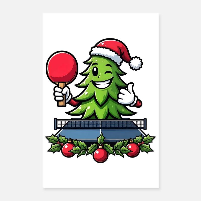Tennis de table Arbre de Noël Costume Arbre de Noël Poster 40 x 60 cm