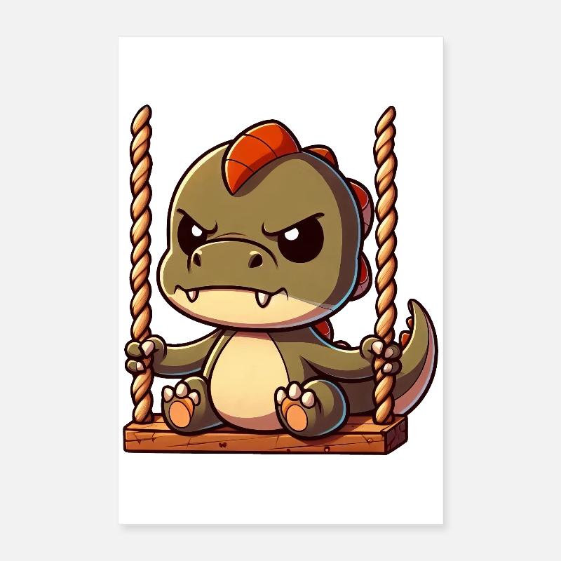 T-Rex sur la balançoire agacé offensé Poster 40 x 60 cm