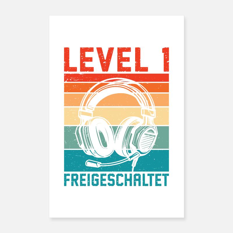 Garçon de 1er anniversaire, niveau 1 débloqué Poster 40 x 60 cm