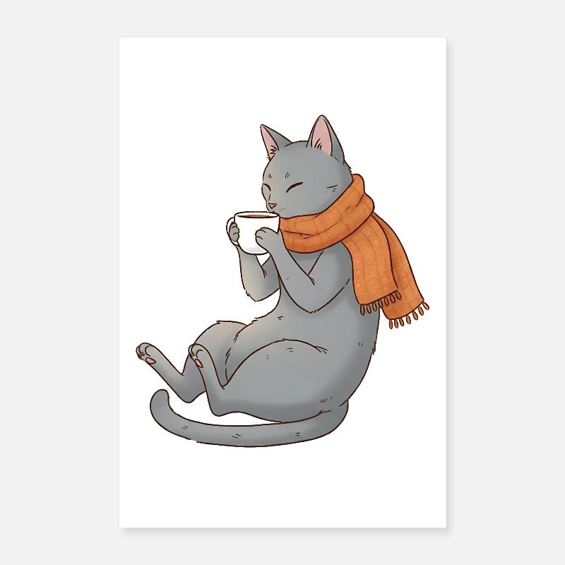 Chat de café Poster 40 x 60 cm
