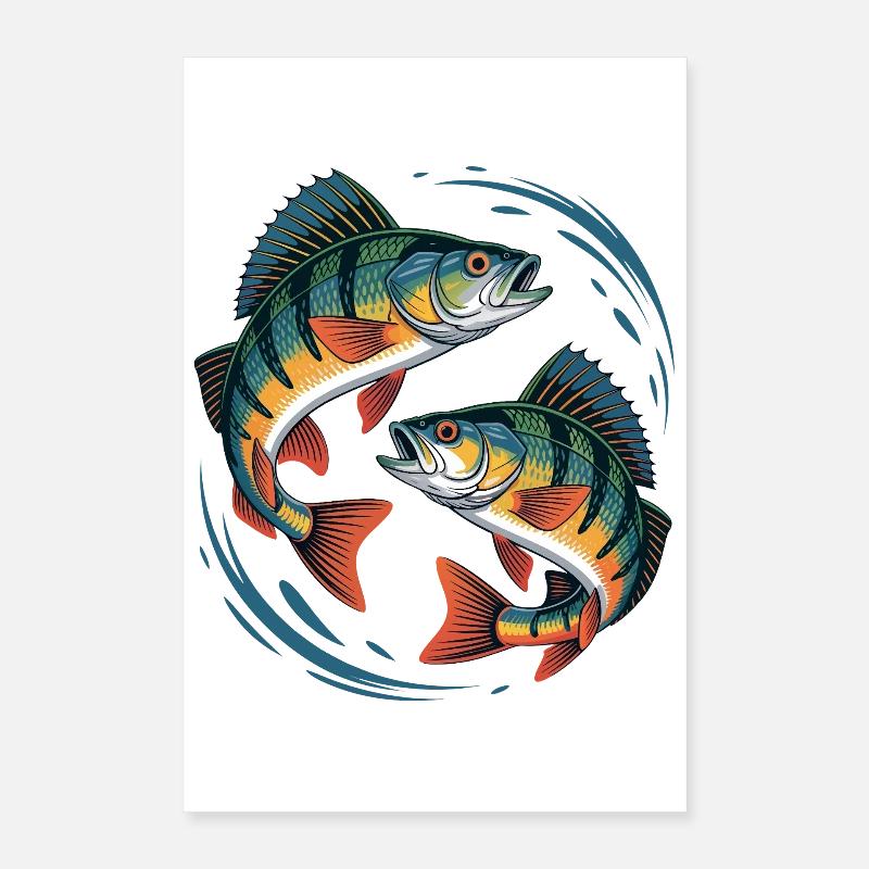 Zwei springende Barsche Poster 40x60 cm