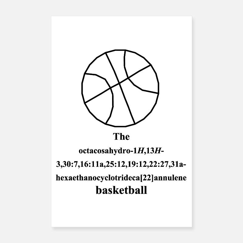 Molécule de basket-ball - IUPAC Nomenclature - Nerd Humour Poster 40 x 60 cm