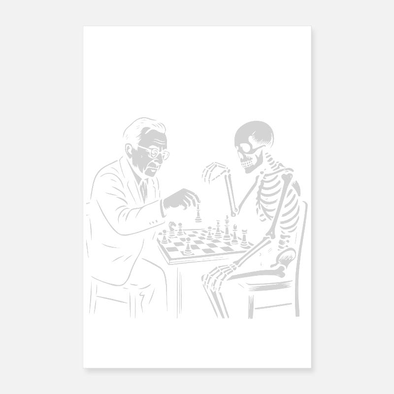 Noir Chess: Erich Fromm psychoanalysis vs Skeleton Poster 16" x 24" (40x60 cm)