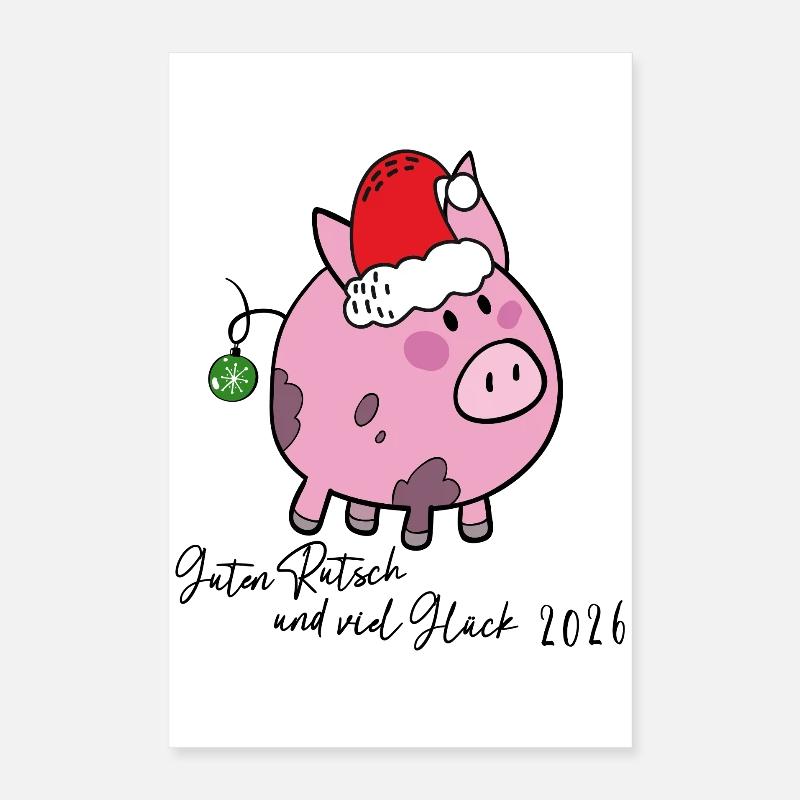 Glücksschwein Neujahr Poster 40x60 cm