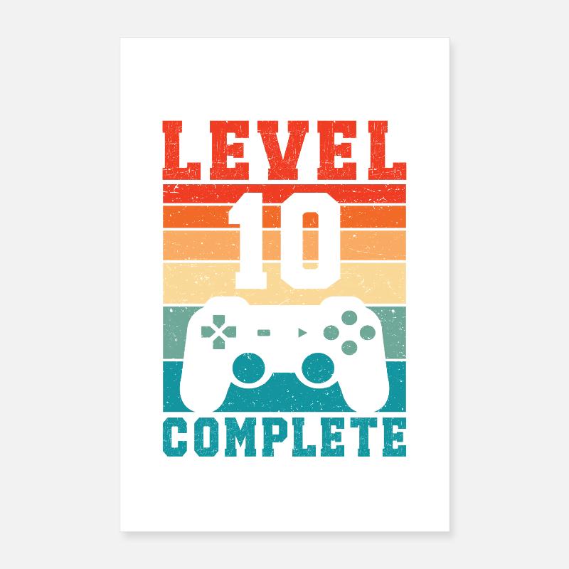 10th Birthday Level 10 Complete 10 Years Gamer Poster 16" x 24" (40x60 cm)