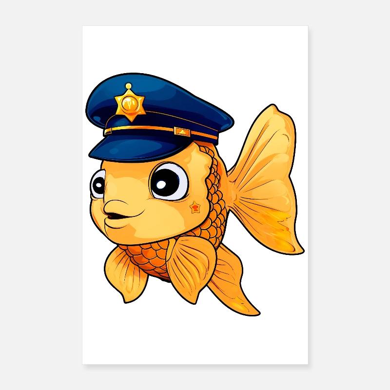 Policier poisson rouge Poster 40 x 60 cm