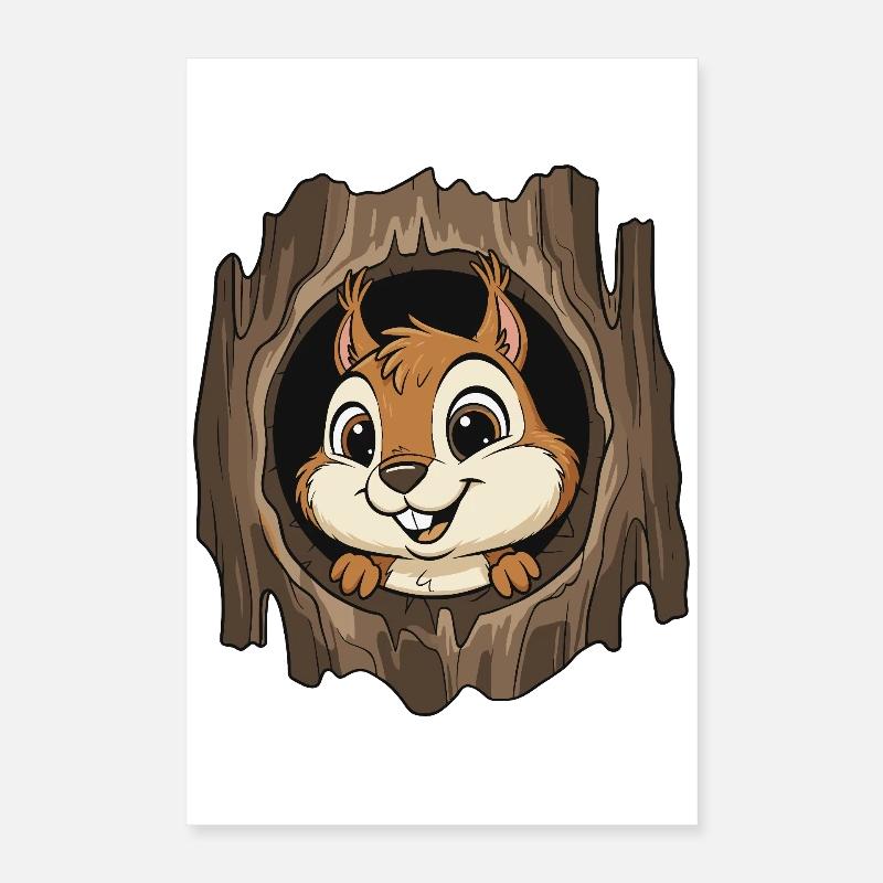 Waldchipmunk im Baumloch Poster 40x60 cm