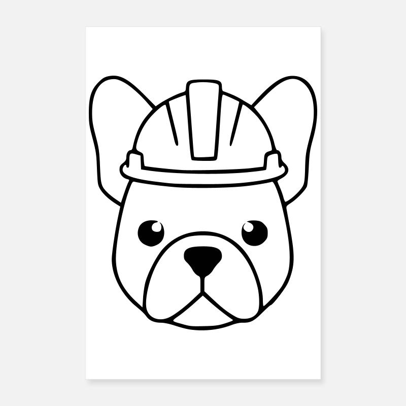 Frenchie Bauhelm Kopf Outline Poster 40x60 cm