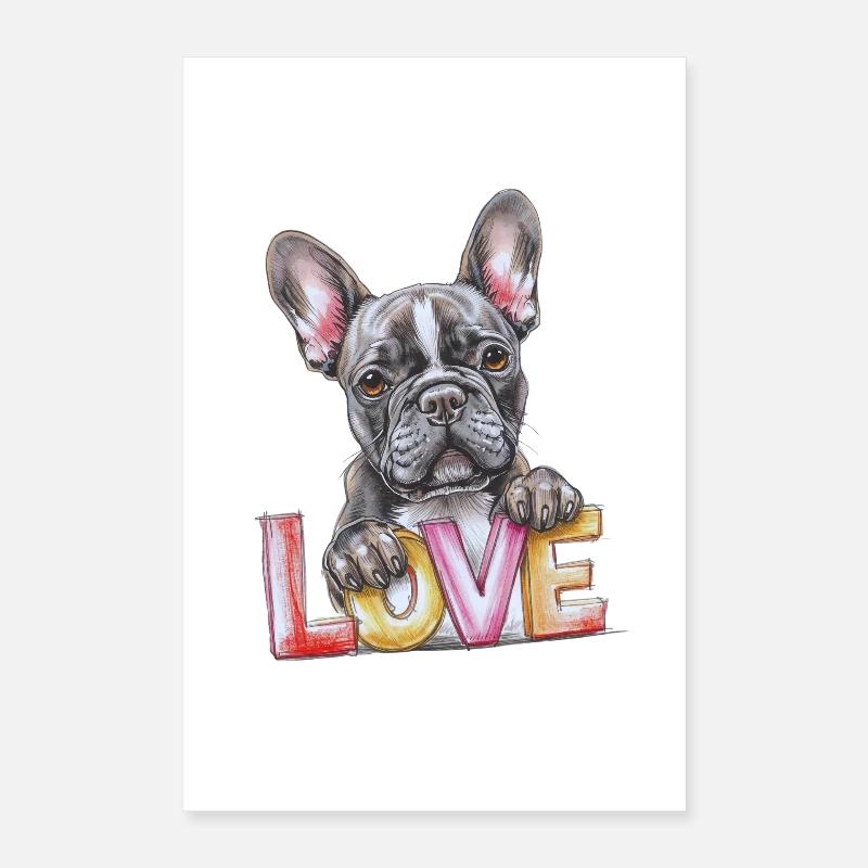 Amour du bouledogue français Poster 40 x 60 cm