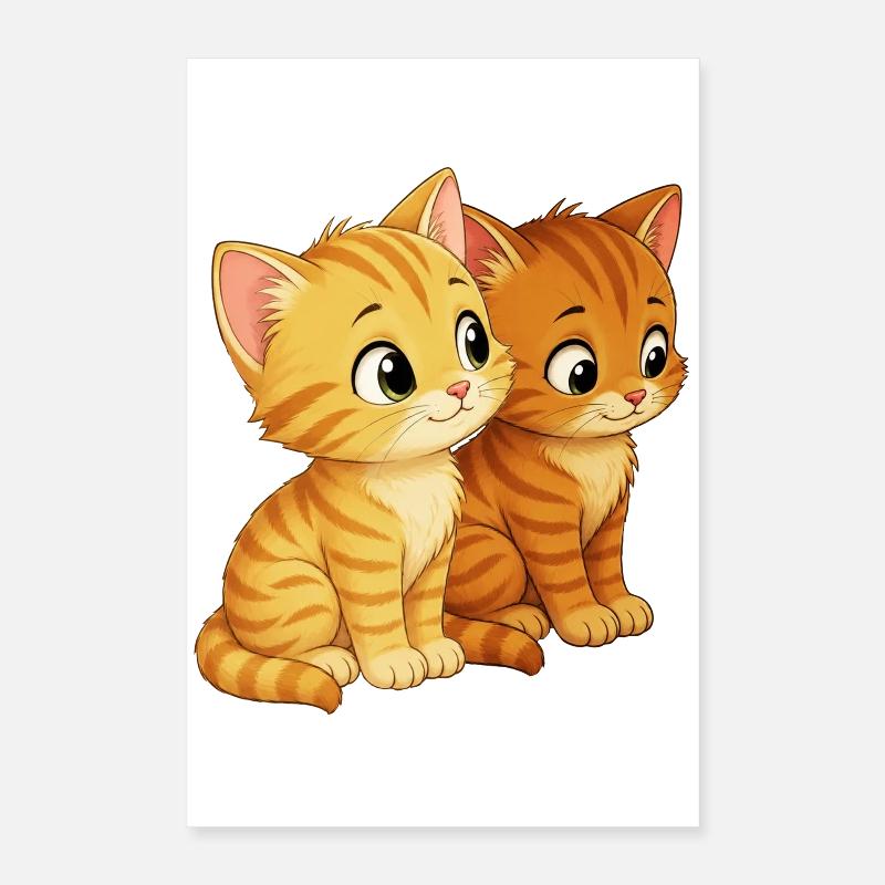Des chatons assis côte à côte Poster 40 x 60 cm