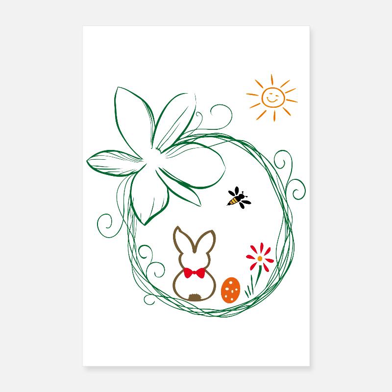 Nid de Pâques avec lapin de Pâques Poster 40 x 60 cm