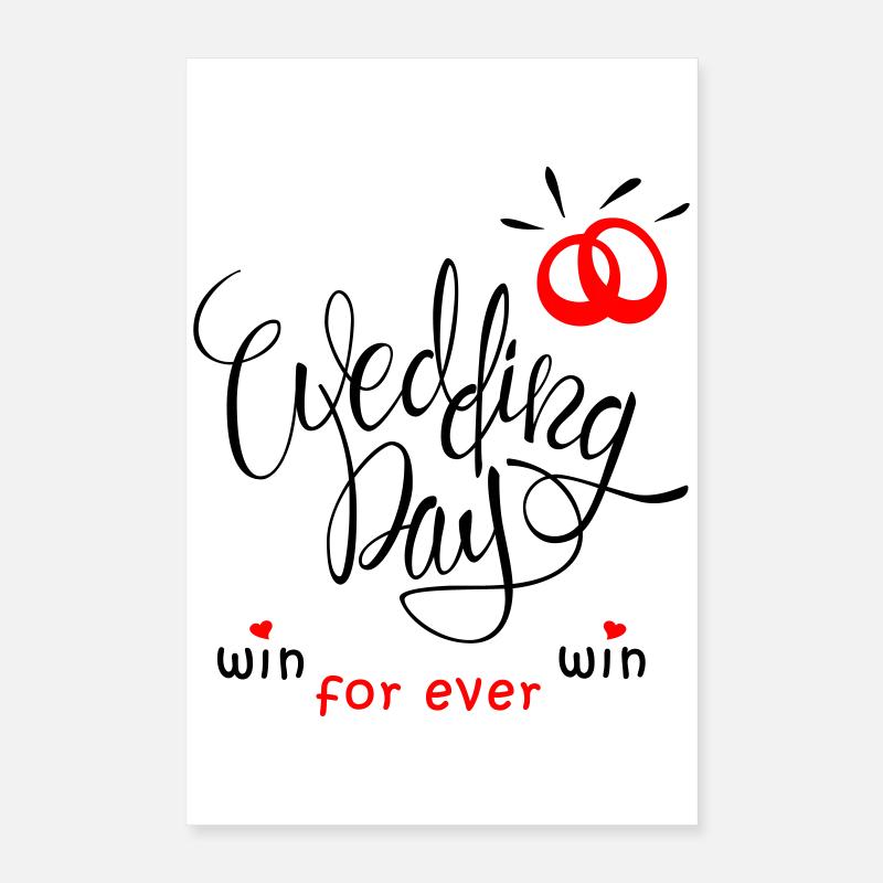Bryllup, Vielsesringe, Brude, Bryllupsdag Poster 40x60 cm