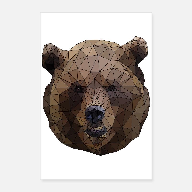 Polygonal brauner Bär dreieckige Low Poly Kunst Poster 40x60 cm
