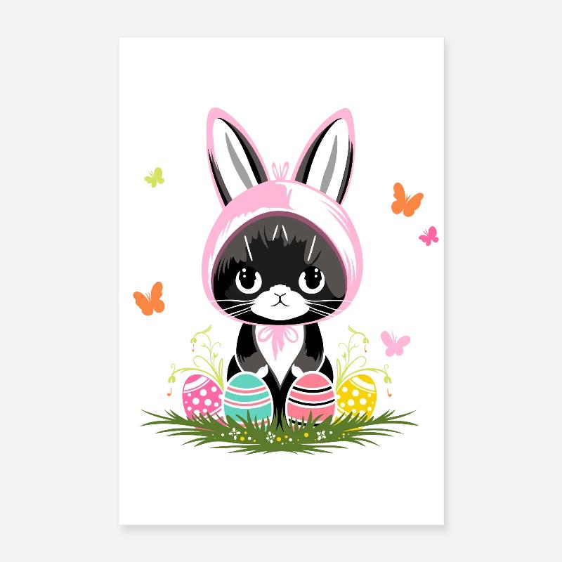 Easter Cat Easter Eggs Bunny Costume Poster 16" x 24" (40x60 cm)