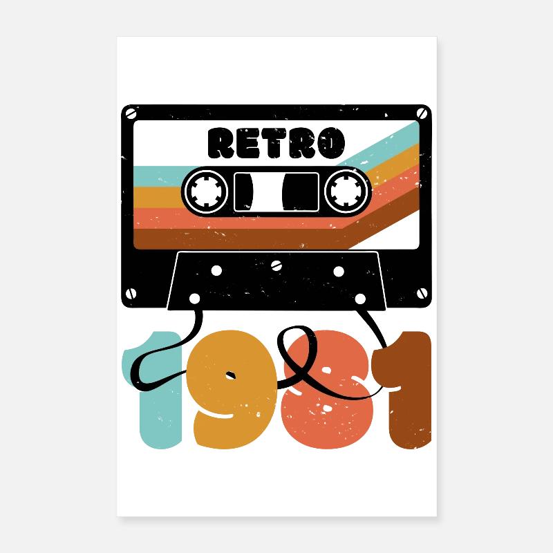 Retro Rainbow 80er Jahre Kassette Text Poster 40x60 cm