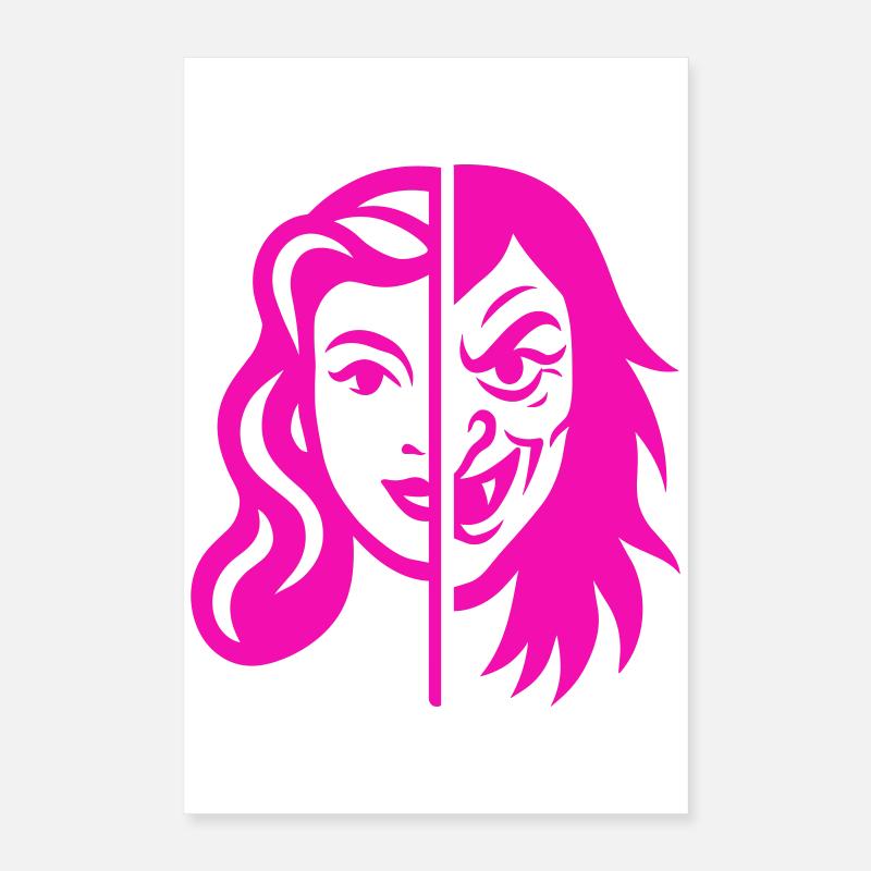 Contraste du visage divisé Poster 40 x 60 cm