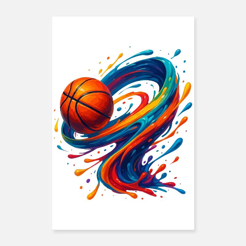 Lebendiger Orbit Basketball Splash Poster 40x60 cm