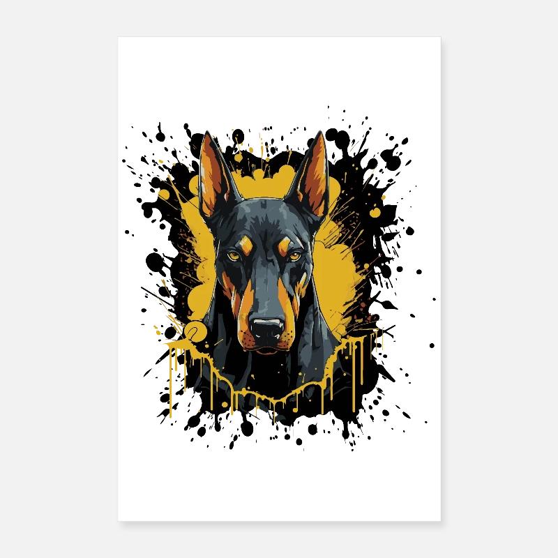 Doberman Splash Art Poster 16" x 24" (40x60 cm)